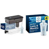 Brita UltraMax Large Water Dispenser with 1 BritaPlus Filter, 27 Cup Capacity, Black and 4 Brita Plus Water Filters, Lasts 8 Months