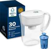 Brita Small 6 Cup Water Filter Pitcher, 1 Elite Filter, Metro, White
