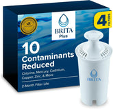 Brita Plus Replacement Water Filter, For Pitchers and Dispensers, 4 Pack