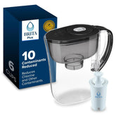 Brita Small 6 Cup Water Filter Pitcher, 1 BritaPlus Filter, Metro, Black