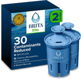 Brita Filter Replacements for Water Pitchers and Dispensers, Elite, NSF Certified to Remove 99% of Lead, 2 Count, Blue (Pack of 8)