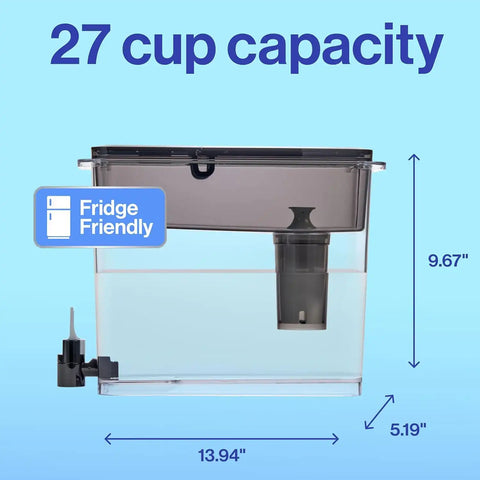 Brita UltraMax Large Water Dispenser with 1 BritaPlus Filter, 27 Cup Capacity, Black and 4 Brita Plus Water Filters, Lasts 8 Months