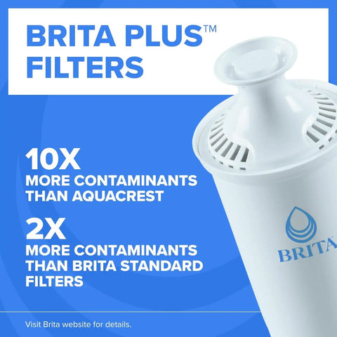 Brita UltraMax Large Water Dispenser with Filter, 27 Cup Capacity, Black and 4 Brita Plus Water Filters, Lasts 6 Months