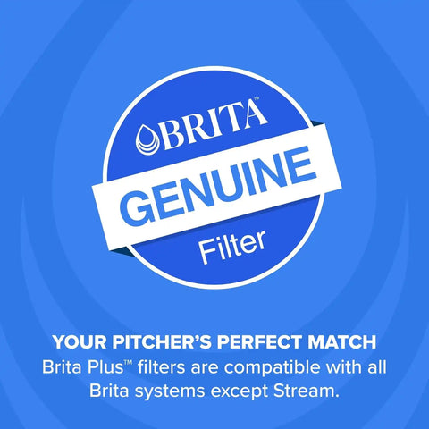 Brita UltraMax Large Water Dispenser with Filter, 27 Cup Capacity, Black and 4 Brita Plus Water Filters, Lasts 6 Months