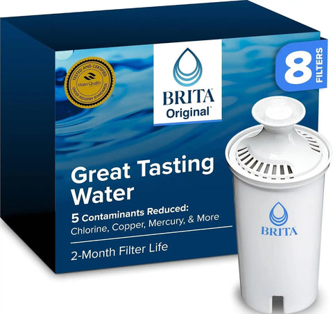 Brita Standard Water Filter for Pitchers and Dispensers, BPA-Free, Replaces 1,800 Plastic Water Bottles a Year, Lasts Two Months or 40 Gallons, Includes 8 Filters