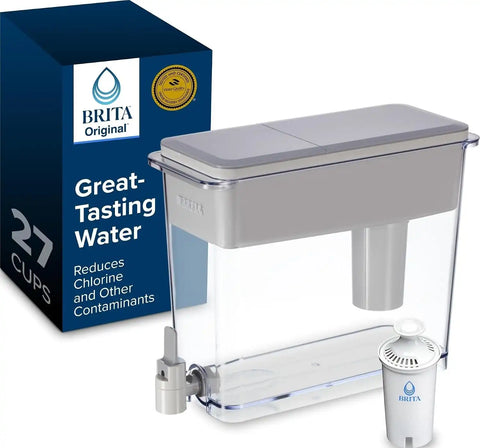 Brita X-Large 27 Cup Water Dispenser, Includes 1 Filter, Gray