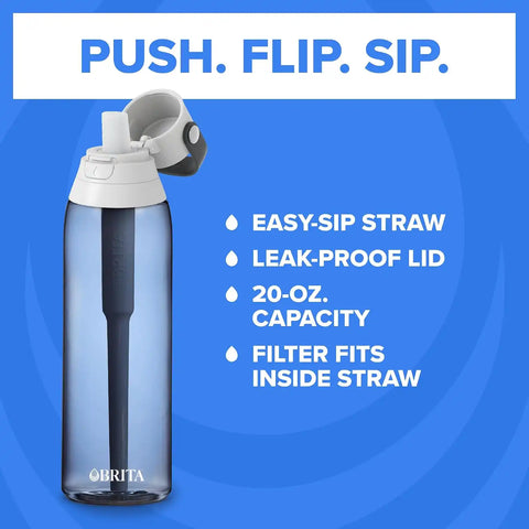 Brita Hard-Sided Plastic Premium Filtering Water Bottle, BPA-Free, Reusable, Replaces 300 Plastic Water Bottles, Filter Lasts 2 Months or 40 Gallons, Includes 1 Filter, Blush - 26 oz
