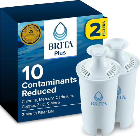 Brita Plus Replacement Water Filter, For Pitchers and Dispensers, 2 Pack