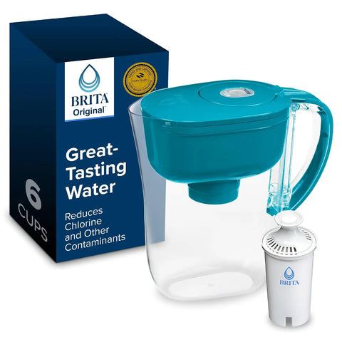 Brita Small 6-Cup Water Filter Pitcher, Includes 1 Filter, Turquoise