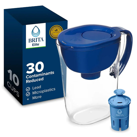 Brita Large 10 Cup Water Pitcher Dispenser, Includes 1 Elite Filter, Blue