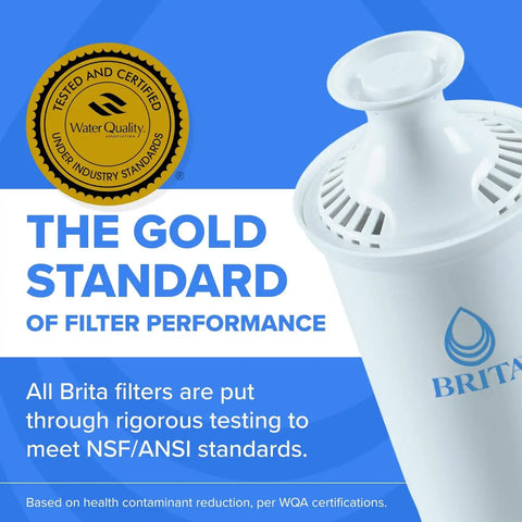 Brita Large Water Dispenser with Filter, 10 Cup Capacity, Black and 6 Brita Plus Water Filters, Lasts 12 Months