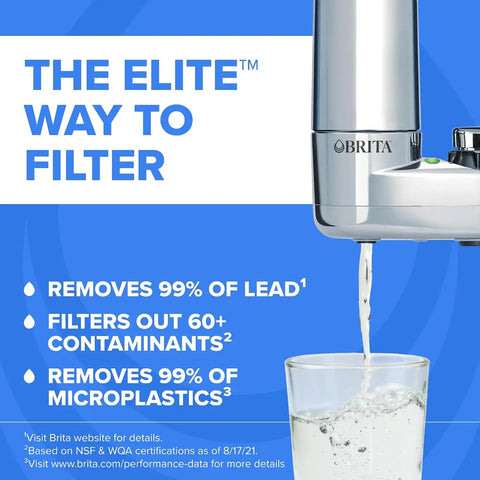 Brita Faucet Mount Water Filter System, Includes 2 Filters, Chrome