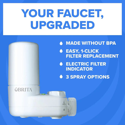 Brita Faucet Mount Water Filter System, Includes 1 Filter, White