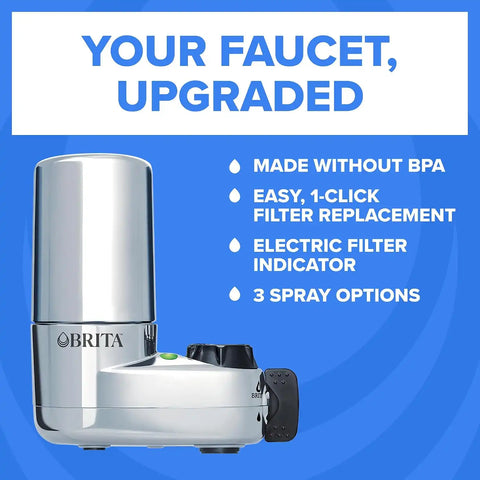 Brita Faucet Mount Water Filter System, Includes 2 Filters, Chrome
