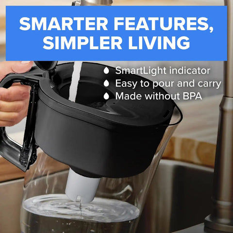 Brita Large 10-Cup Water Filter Pitcher, WQA NSF/ANSI Certified, Reduces 99% of Lead, Microplastics, & 30 Contaminants, BPA-Free, Removes Chlorine Taste & Odor, 1 Elite Filter, White