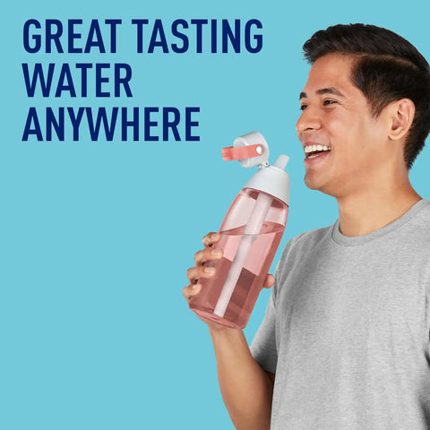 Brita Hard-Sided Plastic Premium Filtering Water Bottle, BPA-Free, Reusable, Replaces 300 Plastic Water Bottles, Filter Lasts 2 Months or 40 Gallons, Includes 1 Filter, Blush - 36 oz.