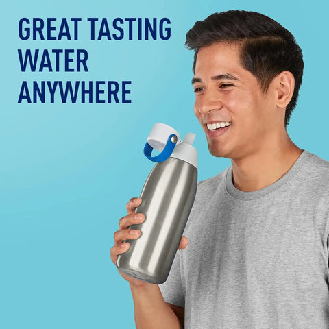 Brita Stainless Steel Premium Filtering Water Bottle, BPA-Free, Reusable, Insulated, Replaces 300 Plastic Water Bottles, Filter Lasts 2 Months or 40 Gallons, Includes 1 Filter, Stainless - 32 oz